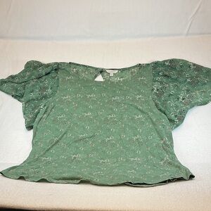 Lucky Brand Green Floral Blouse size XL 0643